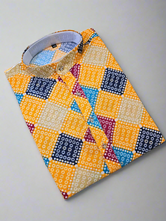 Bandhani Cotton & Rayon Printed Kurta with Digital Motifs