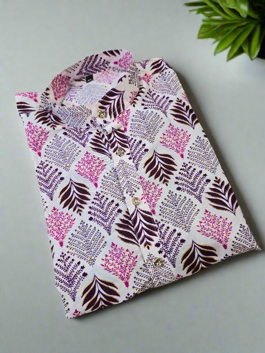 Bandhani Cotton & Rayon Printed Kurta with Digital Motifs