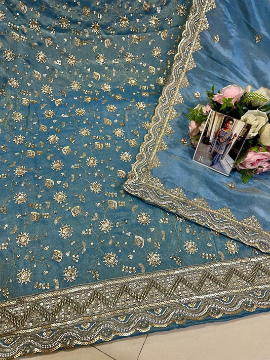 Premium Embroidered Punjabi Suit Fabric